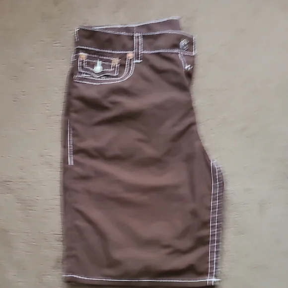 True Religion Brown Flat Front Shorts - Picture 7 of 14